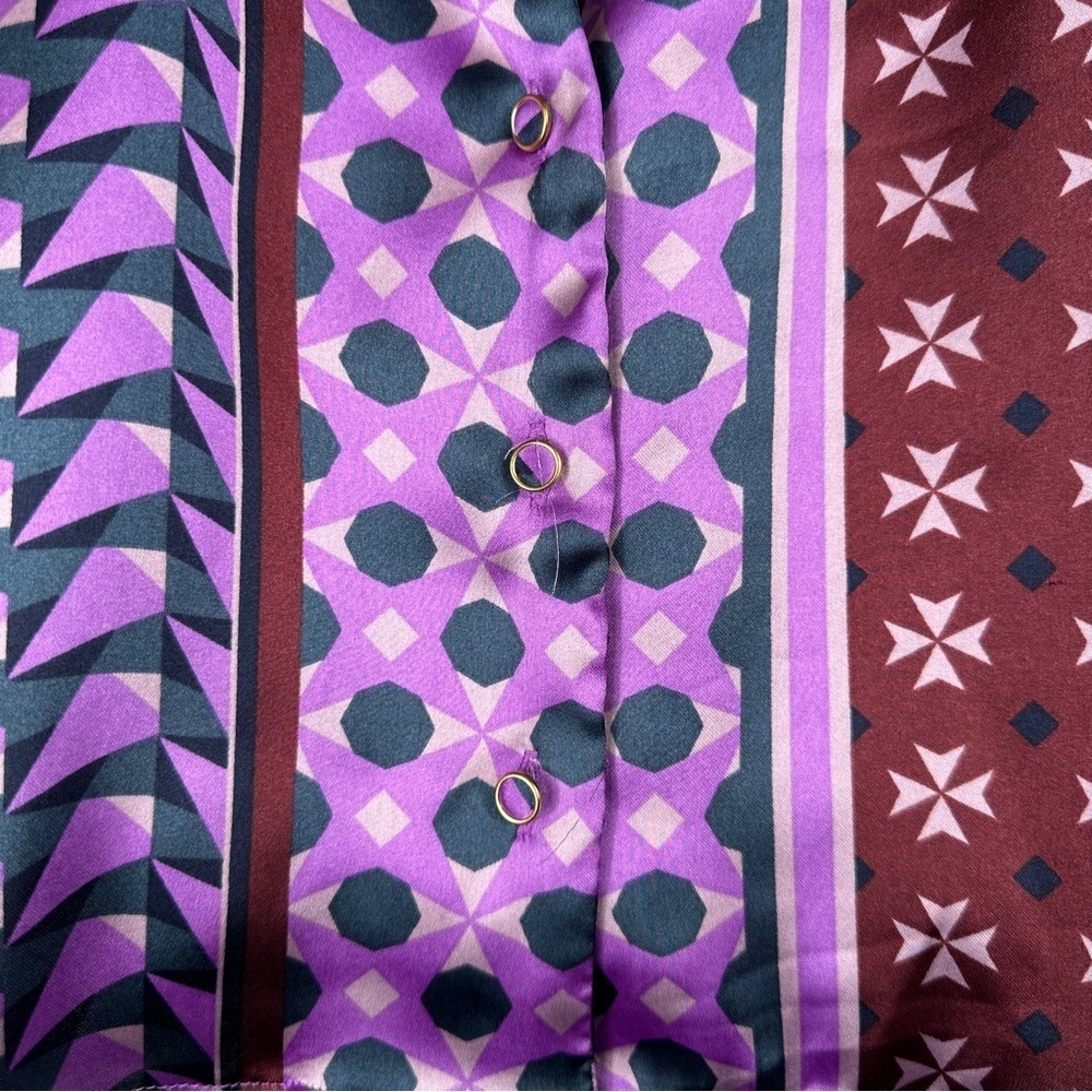 House of Harlow Purple and Brown Patterned Women's Top | Size Small - Picture 4 of 10